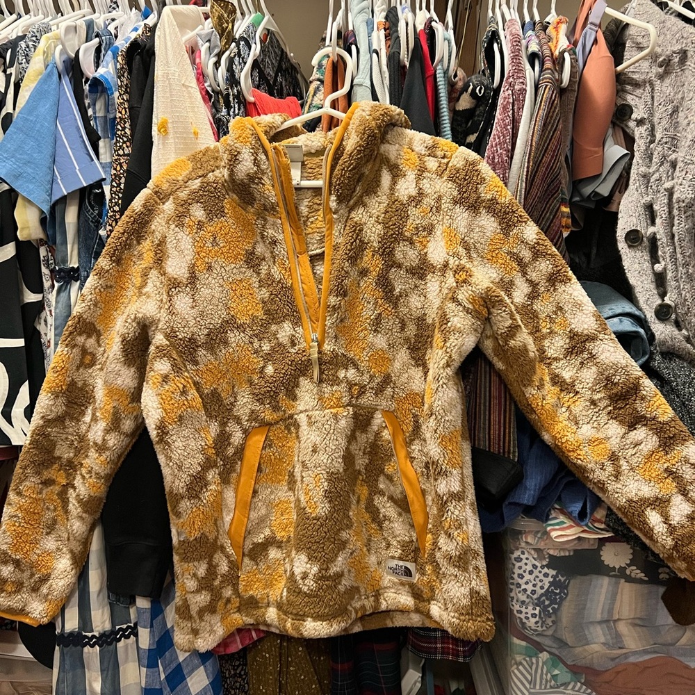 The North Face Brown and Yellow Fleece Jacket